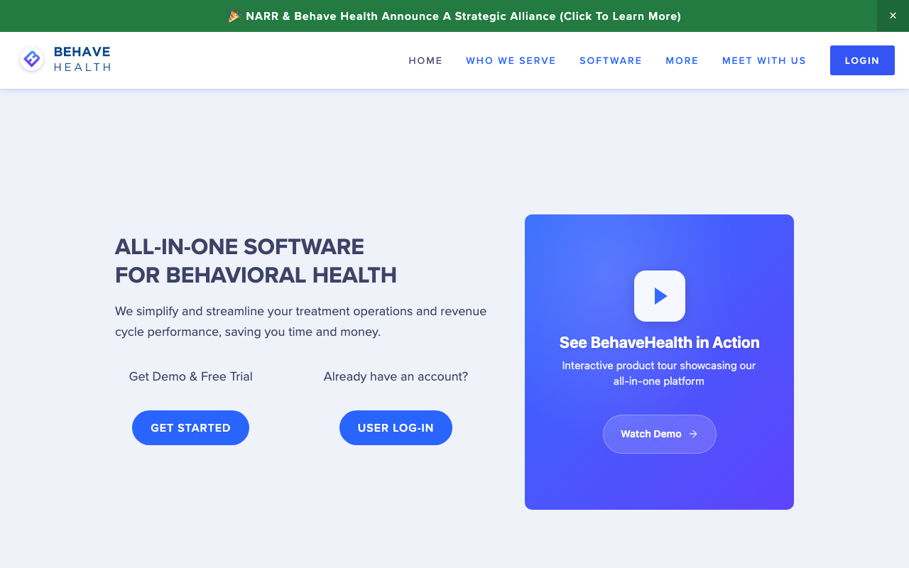 Mockup of the Behave Health platform